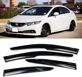 for 12-15 Honda Civic Sedan 4DR - Mugen II Style Window Visors Rain Guard Deflector - Smoke Color 2012 2013 2014 2015