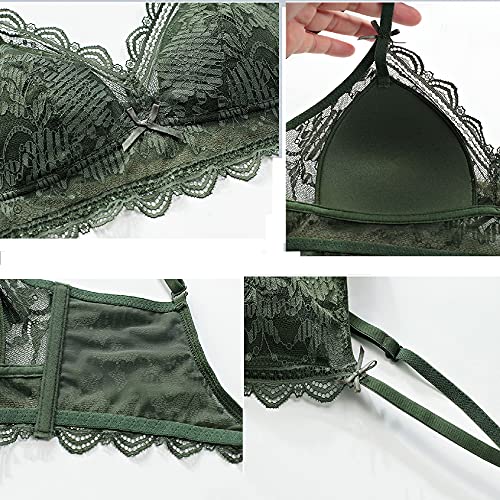 Ensemble de lingerie 2 pièces d'exception soutien-gorge triangle en dentelle fine blanche