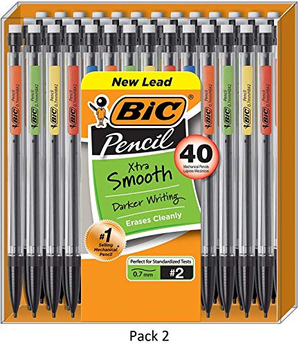 BIC Xtra Smooth Mechanical Pencil, Medium Point (0.7mm), 40-Count, 2 Pack