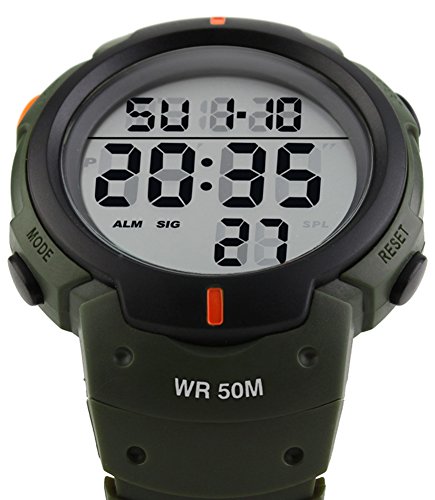 SKMEI Digital Watch PU Band Waterproof LED Multifunctional Student Outdoor Sport Electronic Wristwatch (Green)3