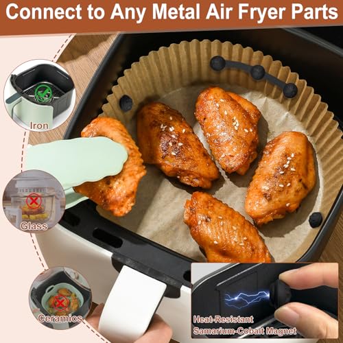 4 Set Magnetische Silikonschnallen für Heißluftfritteusen, Magnetische Backpapier Befestigungsschnalle, Hochwertige Silikon Magnete für Airfryer zum Fixieren, Air Fryer Magnet Silikon Schnalle Set