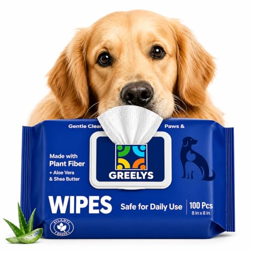 GREELYS Dog Wipes for Paws Butt & Body - Because They Sleep on Your Bed, Thick Plant-Based,...
