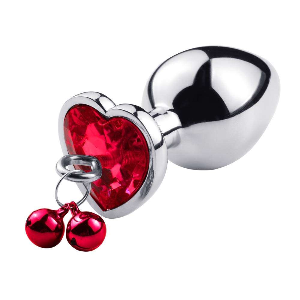 3 Pcs Metal Anal Butt Plug Toys Heart Shaped Bell Anal Trainer Jewelry Design Fetish Butt Plug Kit SM Adult Gay Anal Plugs Woman Men Sex Gifts Things for Beginners Couples (): Red