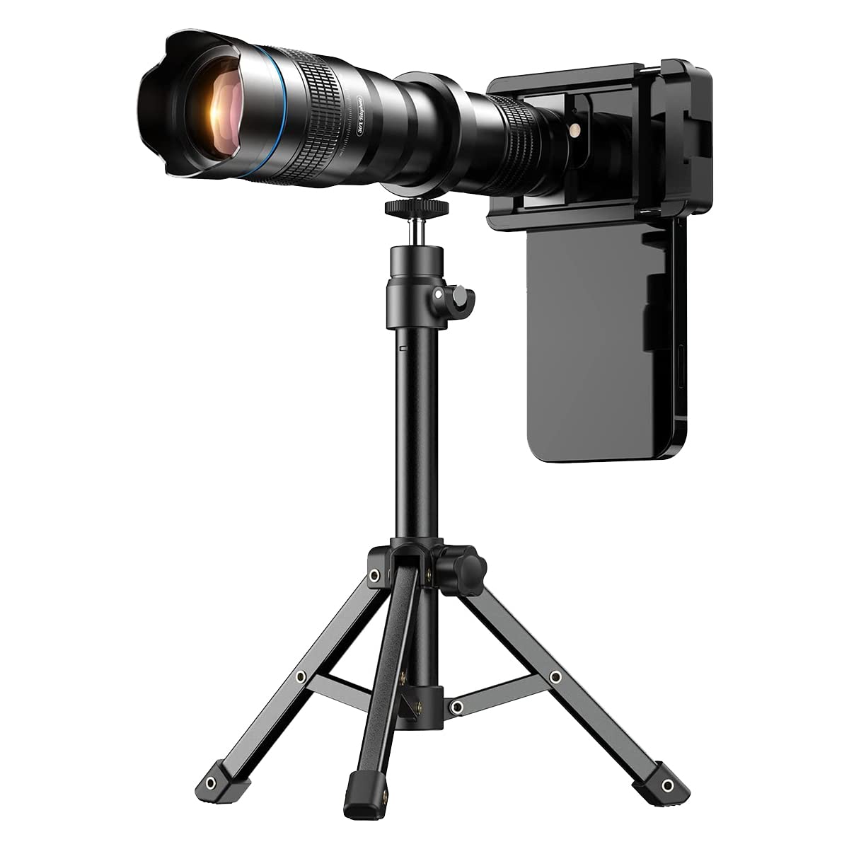 Teleobiettivo esterno per fotocamere telefoniche, obiettivo cellulare con ingrandimento ottico 36x, con treppiede e clip per telefono