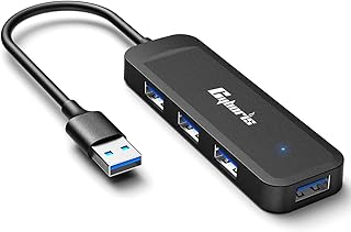 CYBORIS USB Hub 3.0 4-Port, 5Gbps Speed USB Splitter USB 3.0 Hub, USB Port Hub Expander, Ultra-Slim Data USB Hub for Laptop, PC, PS4, XPS, Flash Drive, Mobile HDD. Charging Not Supported (0.6FT/0.2M)