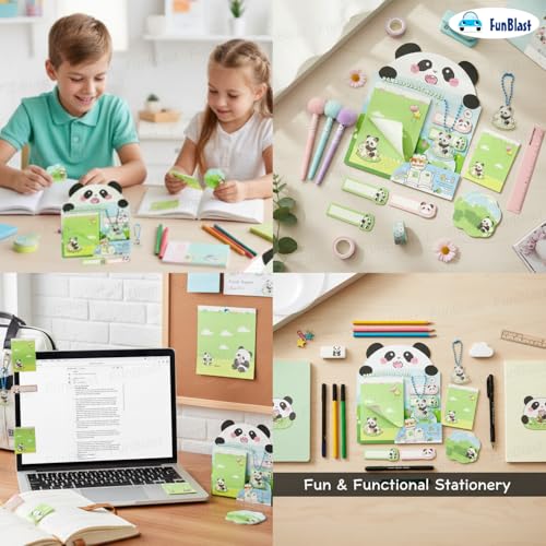 Image of FunBlast Panda Sticky Notes - Cute Panda Memo Pad, Kawaii Sticky Note for Kids & Girls, Self Adhesive Notes and Bookmark, Stationery Gift for School, Office & Personal Use (Random)