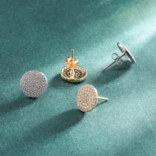 S925 Round VVS Synthetic Moissanite Stunning Iced Out Circle Shape Stud Earrings Jewelry Perfect Birthday Mother’s Day Gift for Men Women Silver Earrings Golden Earrings Wedding Set3