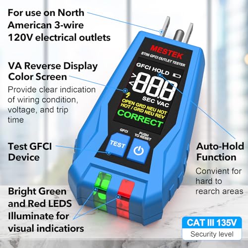 Image of MESTEK Tool Set, Electric Tester Kit with Non-Contact Voltage Tester, GFCI Outlet Tester, Digital Moisture Meter, Home Inspector Tool Kit with Carrying Case and Batteries, 3-Piece