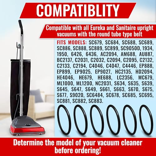 Image of 6 Pack Vacuum Belt Replacement Compatible with Sanitaire Models | SC679K, SC684, SC688, SC689, SC886, SC887, SC888, SC9050D, 1934, 1950 & More; Easy Install; Fits Commercial Upright Vacuums