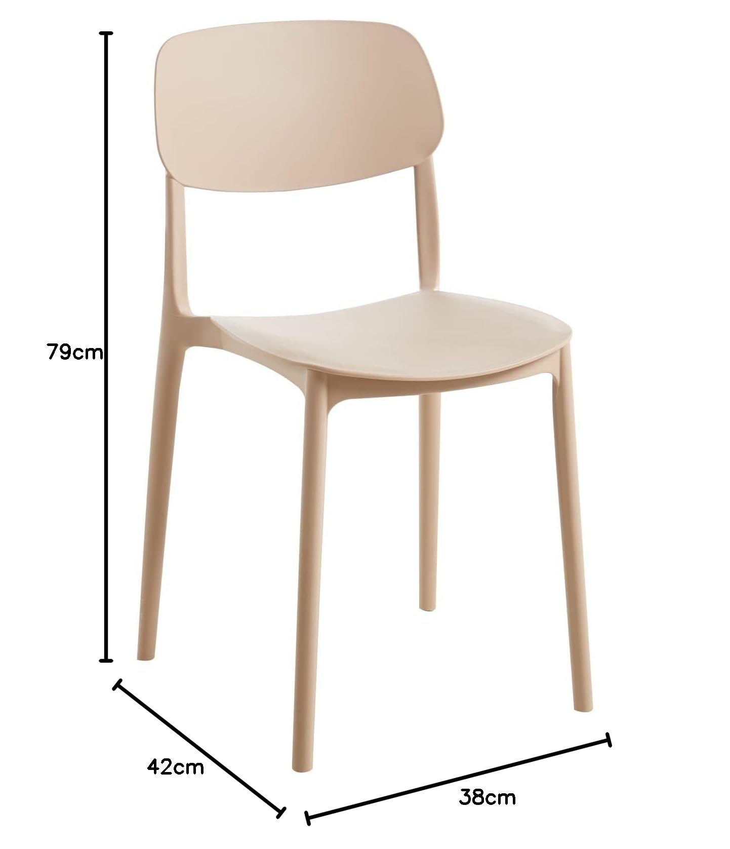 Generico GORICA Set 4 pièces Chaise PRAGA en plastique empilable intérieur extérieur confort taupe