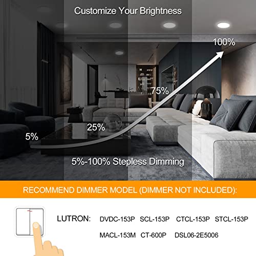 6 Pack 8 Inch LED Recessed Lighting with Junction Box Ultra-Thin, 3000K/4500K/6000K Selectable, 8" Dimmable Canless LED Downlight, 1800LM CRI80 High Brightness 5%-100% Recessed Light… - Image 4