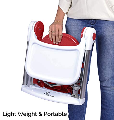 Image of R for Rabbit Jelly Bean 3 in 1 Booster Chair for Baby, Booster Seat, Portable Booster Chair with 3 Point Safaty Harness and Removable Feeding Tray (Red)