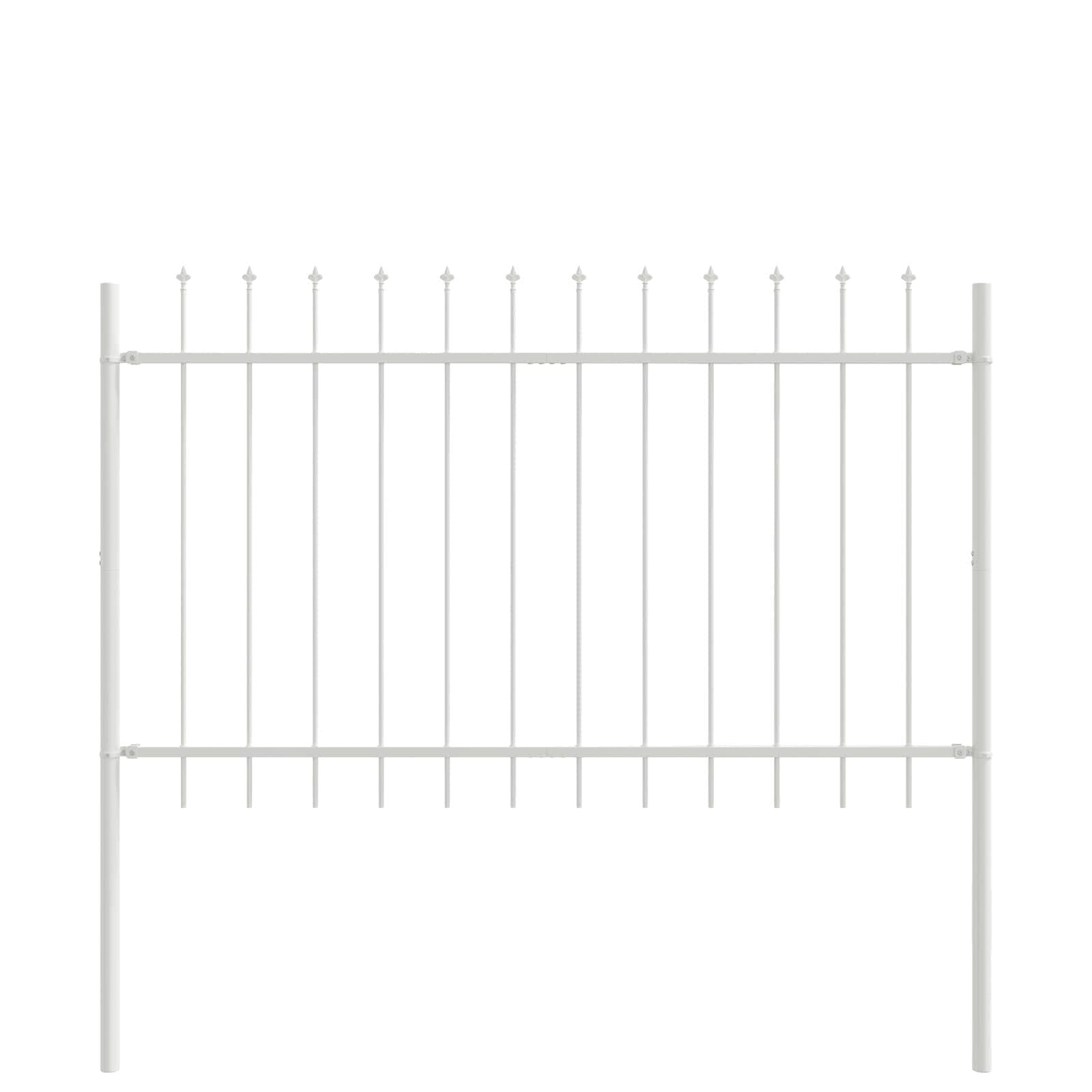 Garden Fence 5 Pcs White 8.5 x 0.8 m Powder-Coated Steel Outdoor Privacy Barrier Rectangular Panel Set for Boundary Enclosure Garden Terrace Decoration