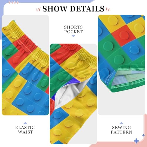 Boy's Pajama Pants 6-14 Years Elastic Waist Lounge Pajama Pants, Building Blocks4