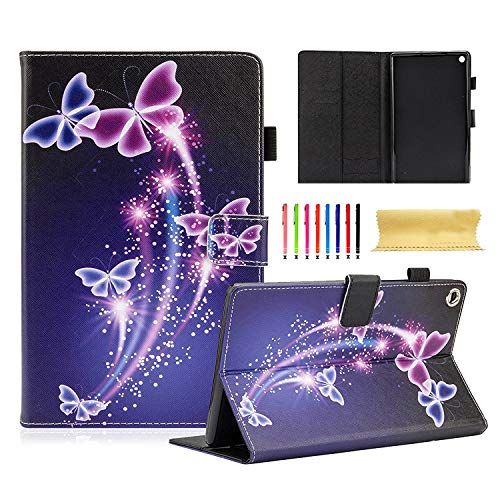 Uucovers Kindle Fire Hd 8 Tablet (8") 2016/2017/2018 Case 8Th/7Th/6Th Generation With Pencil Holder Card Slots Folio Stand [Auto Wake/Sleep] Smart Pu Leather Magnetic Wallet Cover, Purple Butterfly #TOP10