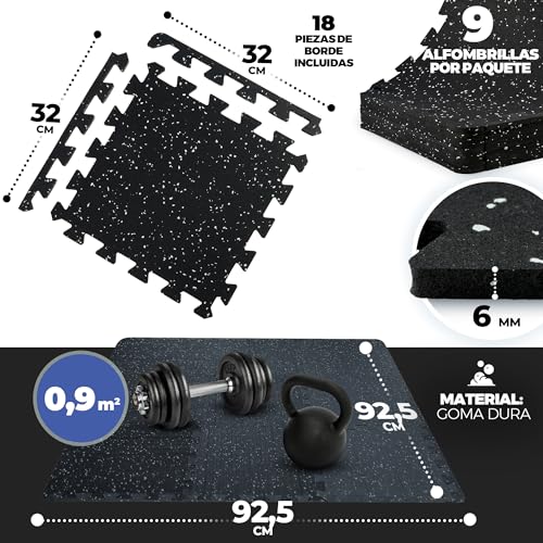 Miniatura 2 de Bemaxx Esterilla Fitness Suelo Gimnasio Caucho Set De 9 Alfombras Puzzle Protector Suelo De Goma, Colchoneta Gimnasia Ejercicio En Casa, Espuma Tatami Deporte Alfombrillas Pesas Gym Garaje Piscina