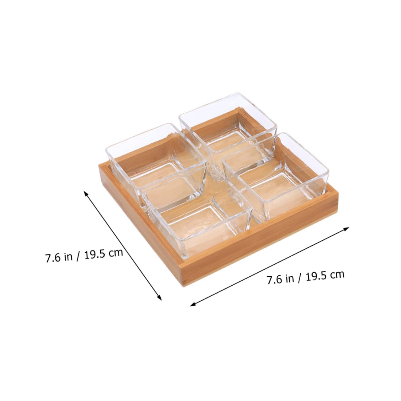 Plateau à Fruits Compartimenté En Verre Transparent 4 Sections Support En Bois Multifonction Pour Fruits Secs Noix Collations Maison Restaurant Fête
