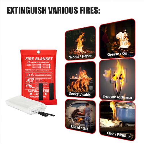 Image of 2024 Emergency Fire Suppression Blanket, Flame Retardant for Home, Kitchen, School, Grill, Car, Office, Warehouse (1-Pack)