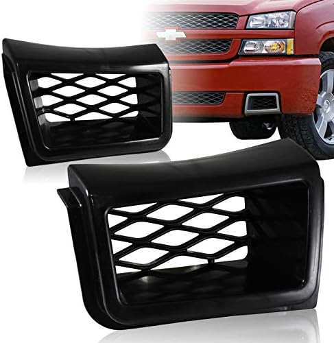 EPARTS Pair Carbon Fiber Look Style Front Bumper Caliper Air Duct Vent Bezel Cover Trim Fit For 2003-2007 Chevy Silverado 1500