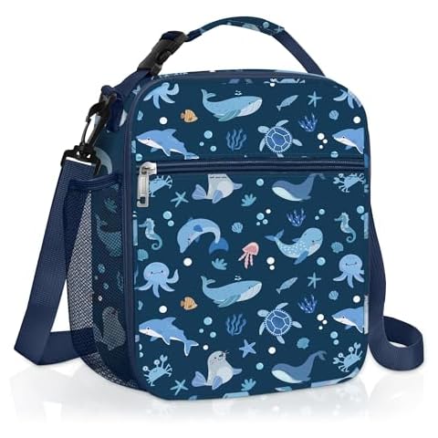 Clastyle Blue Sea Animals Insulated Lunch Bag Cover