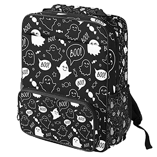 Sac à dos imprimé fantôme bonbon noir et blanc au design unique