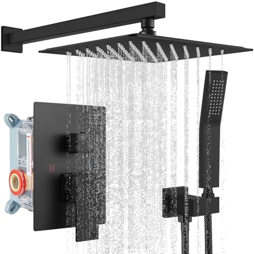 Consejos para Comprar Grifos de ducha disponible en línea para comprar. 44 AILRINNI Regaderas para Baño Set - Dos funciones Duchas de Baño Modernas, Sistema de Ducha Inteligente Mezclador, Regadera Negro, Incluida Válvula Empotrada Kit