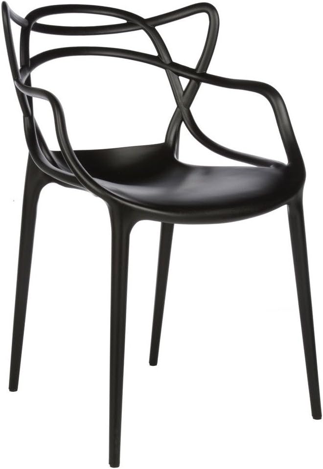 WM1043-Black Modern Contemporary Master Nest Dining Kitchen Stacking Armchair (Black)