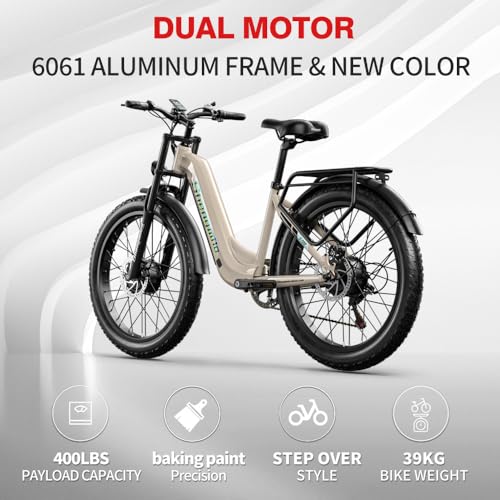 Shengmilo E Bike Herren Elektrofahrrad 26 Zoll E-Mountainbike Vollfederung E-Bike 48V 17.5Ah Akku 7 Gang Schaltwerk Elektrisches Fahrrad mit Fat Tire 80NM – Bild 5