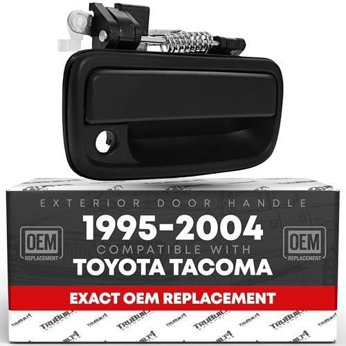 T1A Exterior Front Passenger Door Handle Replacement - Compatible with 1995-2004 Toyota Tacoma - Textured Black with Keyhole - OEM 69210-35020 91318 79345 TO1311117
