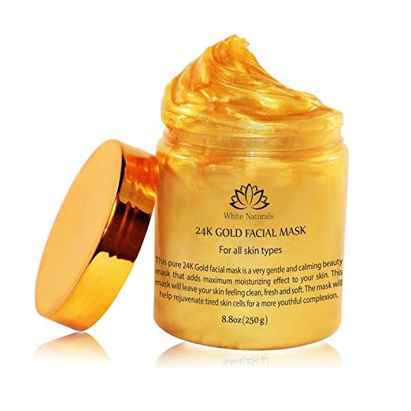 White Naturals One Day Sale 24K Gold Facial Mask, Anti-Aging Gold Face Mask For Flawless & Moisturizes Skin, Helps Reduces Wrinkles, Fine Lines & Acne Scars, Removes Blackheads, Dirt & Oils