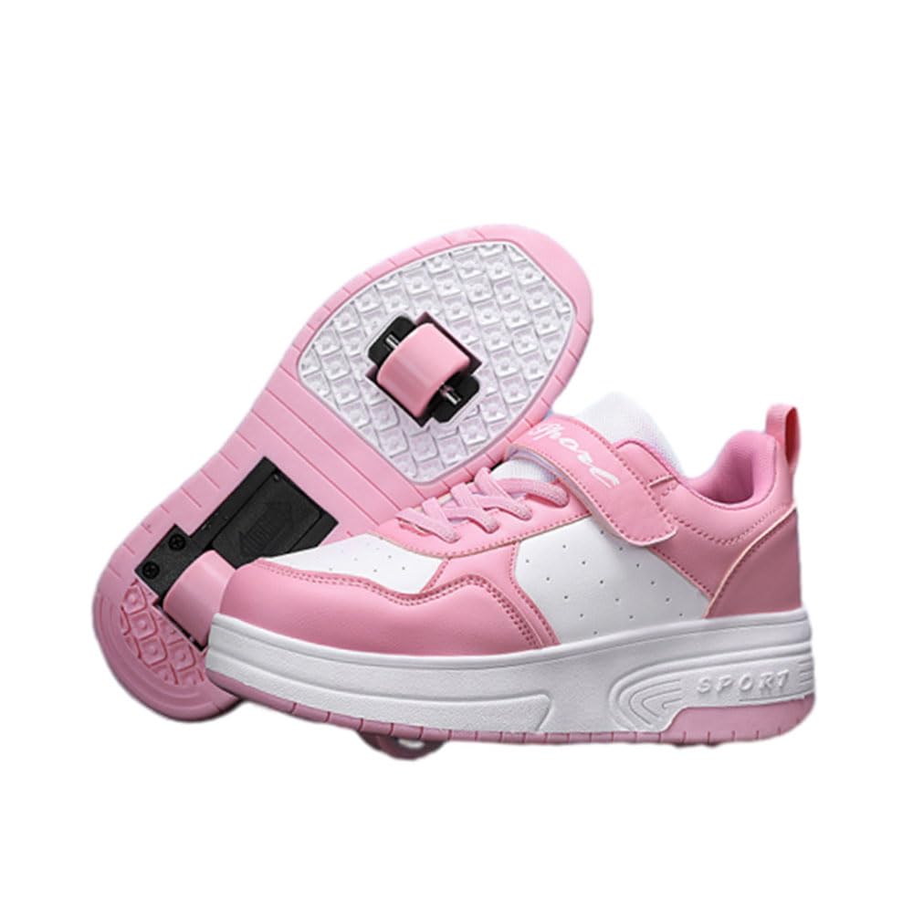 ENEN Chaussure a Roulette, Chaussures a roulettes Retractable Garçons, Mode Skateboard Baskets avec Roulette Enfant Fille, Roller 2 Roues Adolescents pour Intérieur Extérieur-q8
