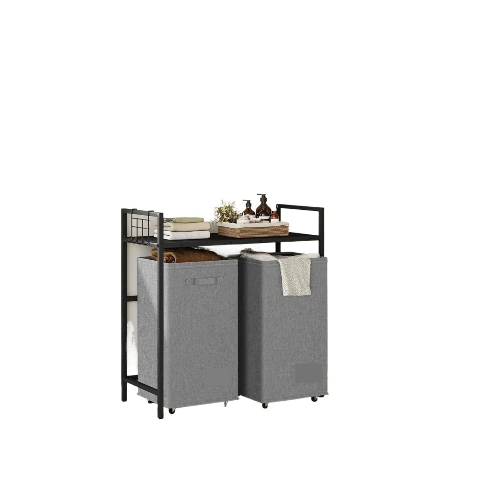 Roller laundry basket Double Laundry Hamper with Shelf Rolling Basket with Wheels