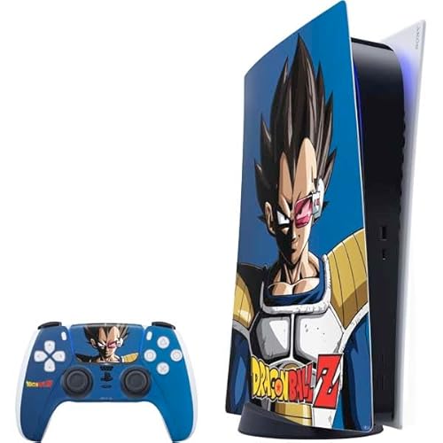 Skinit Decal Gaming Skin Compatible with PS5 Bundle - Officially Licensed Dragon Ball Z Vegeta Portrait Design