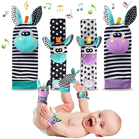 Sonajero Calcetines y Muñequeras para Bebé, 4 piezas Cover