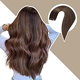Jerriess Sew in Hair Extensions Real Human hair, Double Drawn Weft Hair Extensions human hair, Silky Soft &Shiny Human hair extensions sew in, 100g Balayage Dark Brown to Chestnut Brown, 20 inch