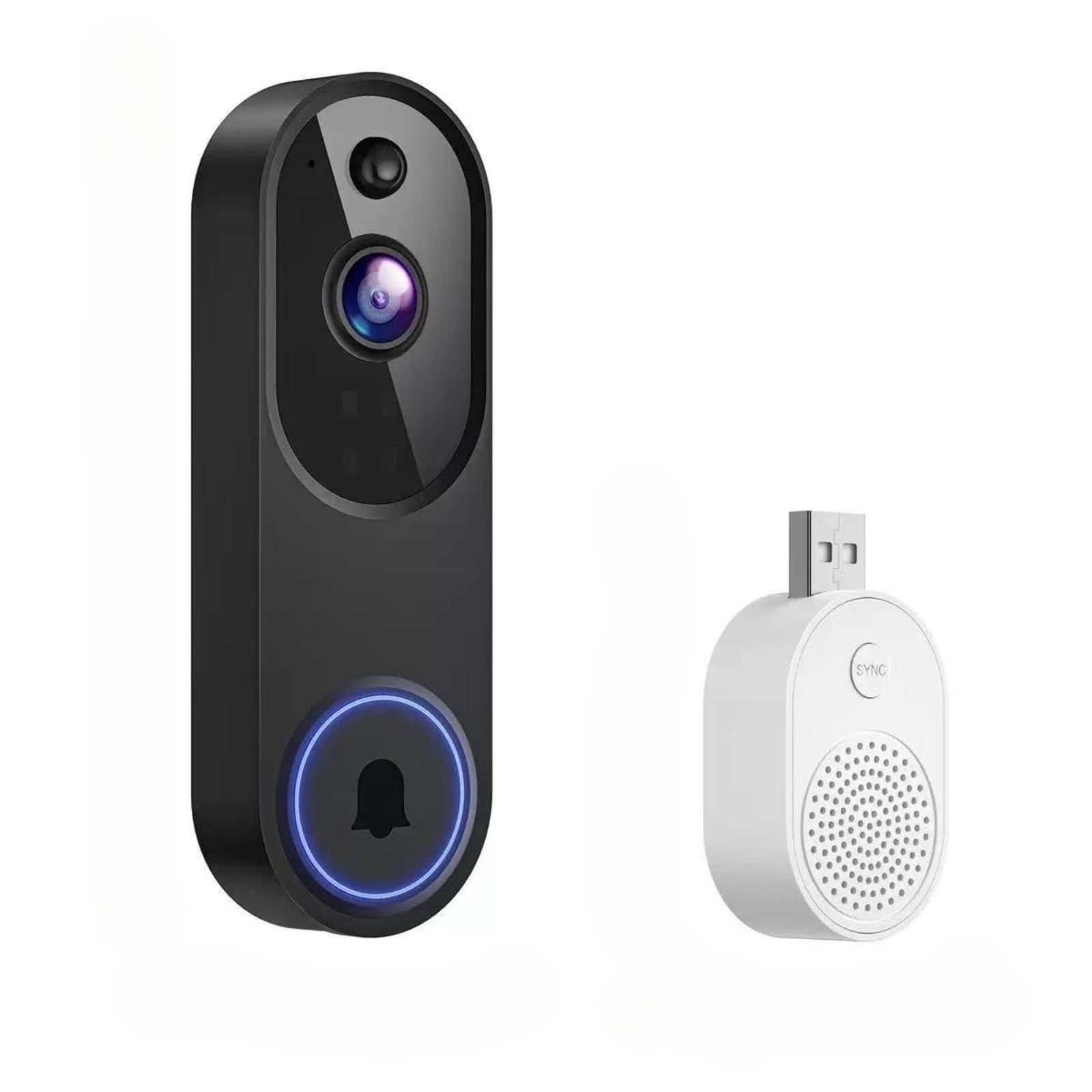 Neksong Mivrass Video Doorbell Camera Wireless with AI Human Detection, Two-Way Audio, Night Vision, Long Battery Life, Cloud Storage (Black-USB)