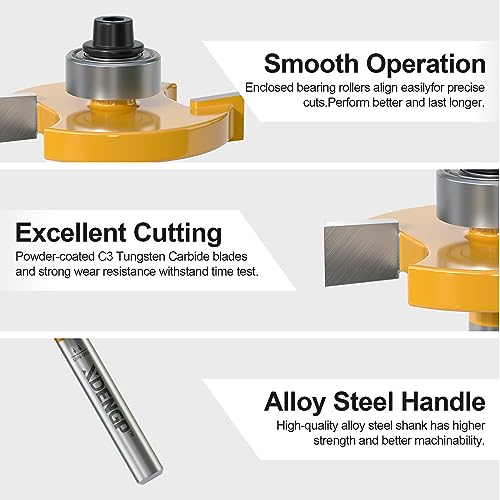 Image of Rabbet Router Bit Set 1 /4 Shank, Rabbeting Router Bits 1pcs with 6 Bearings for Interchangeable and Adjustable Multi Depths Cutter 1 /8 inch, 1 /4 inch, 5 /16 inch, 3 /8 inch, 7 /16 inch, 1 /2 inch