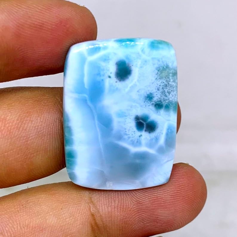 Larimar naturel cabochon rectangle 30x22mm pour création joaillerie unique