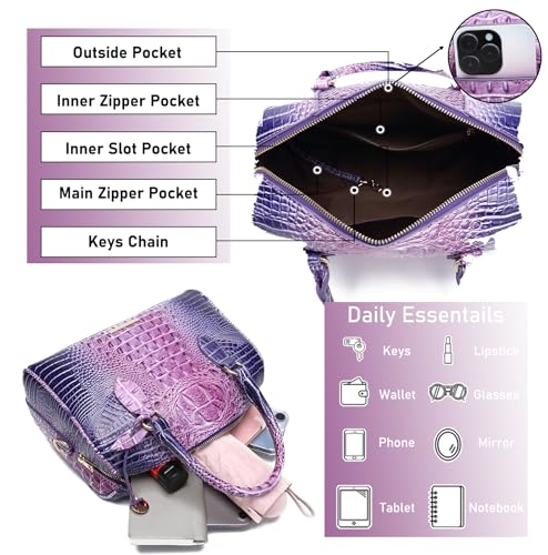 Image of Makcr Joacbv Top-Handle Crocodile Purses For Women Crossbody Leather Bags Trendy Large Capacity Tote with Shoulder Strap