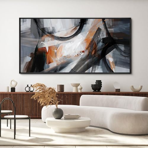 KLAKLA Wall Art for Living Room - Black and Orange Boho Abstract ...