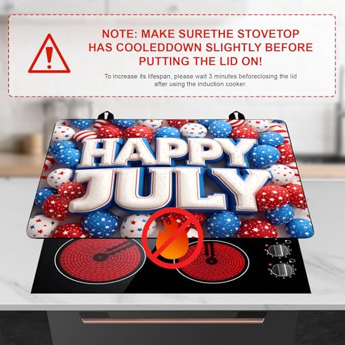 Image of Patriotic Stove Top Cover, Heat Resistant Electric Stove Protector Mat, Large Diatomite Kitchen Counter Mat, Independence Day Decor American Flag Kitchen Accessory (happy july, 28x20 Inch)