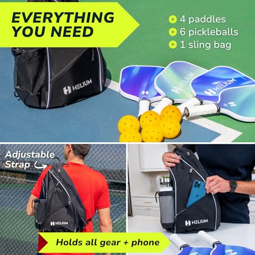 Image of Helium Pro Carbon Fiber Pickleball Paddles - USAPA Certified - High-Spin Texture, Lightweight Honeycomb Core