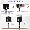 Vondynote 1 Pair Studio Monitor Stands, Desk Clamp, Speaker Stands, 0-12° Tilt, Height Adjustable, with Cable Management #2
