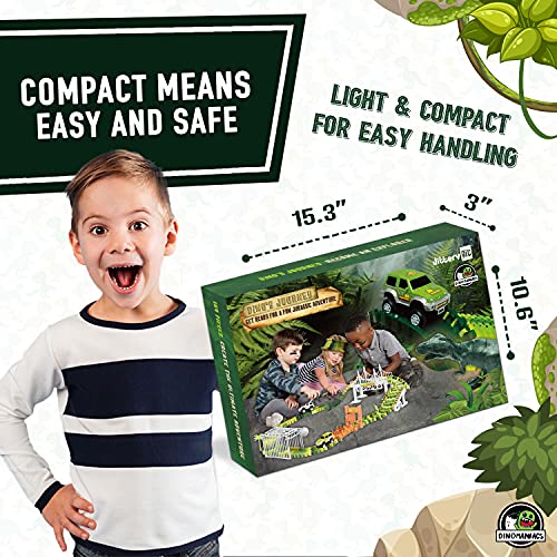Dinosaur Glow In The Dark Race Train Track Toy For Boys & Girls Ages 3, 4, 5, 6, And 7, Let Your Kids' Imagination Bring Dino's Journey Adventure To Life (159 Pcs) Dinomaniacs By Jitterygit #TOP7