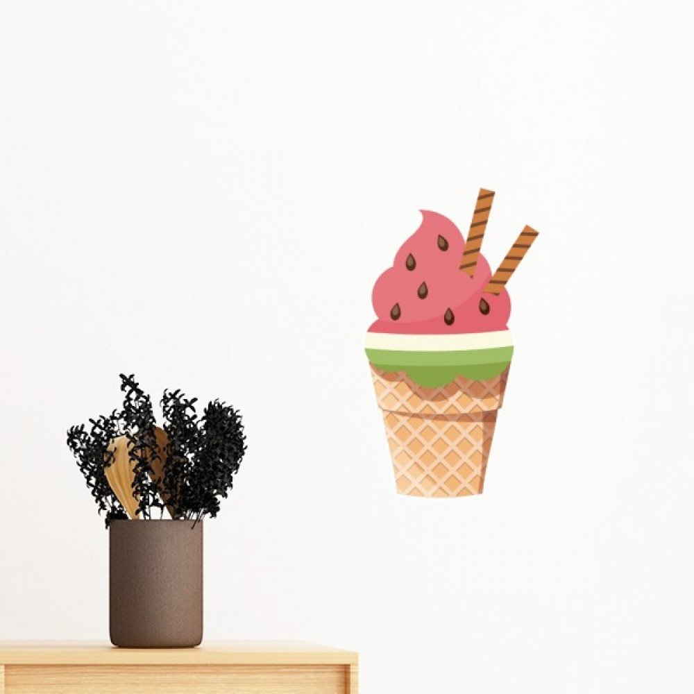 Sticker mural amovible pastèque et glace déco chambre enfant 30cm