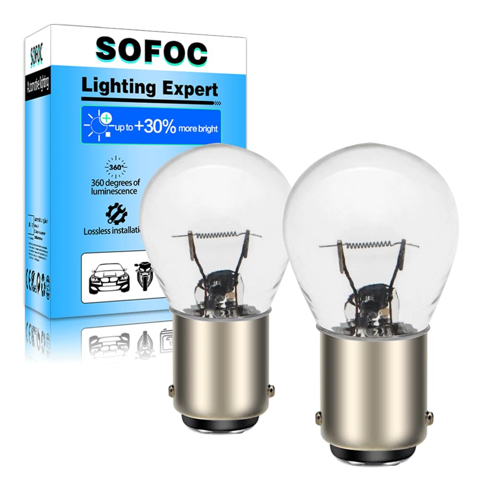 SOFOC BA15D 24V 21W Warmweiß Brems-/Rückleuchte Innenraumleuchte 180°-Stift Doppelkontakt Bajonettsockel (Einzelstrahl) S25 Birne 2Stk