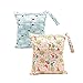 BOBORA Sac à Couche de Bébé à Fermeture Eclair Etanche Réutilisable Lavable avec Motifs des Animaux et des Fleurs-2Pack
