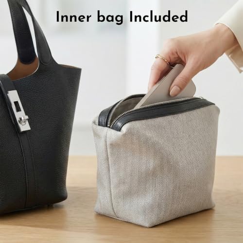 Image of Tote Bag for Women Vegan Leather Bucket Purse for Women Top Handle Handbag Shoulder Bag with Detachable Small Purse