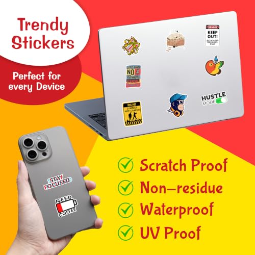Image of Vinyl Pack of 110 Laptop Stickers Random - Stickers for Laptop, Journal, Bike Helmet, Diary, Guitar, Mobile - Waterproof Residue Free, self-adhesive, 3 inch