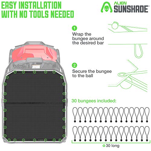 Alien Sunshade Honda Pioneer 1000-5 Roof – Top Mesh Sun Shade For Pioneer 1000 Series - Blocks Uv, Wind, Noise - Top Cover For Honda Pioneer 1000 Roof (Black) #TOP2